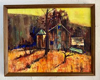 "The Barn" Oil on Board, Signed