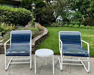 (2) Vintage Armchairs & Side Table