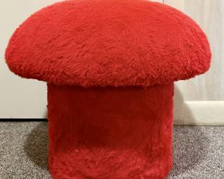 Retro Shag Mushroom Footstool, 1970s