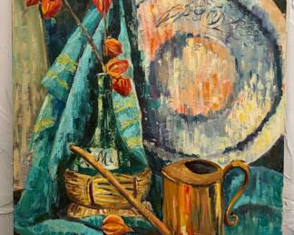 Still Life Oil on Board, Signed