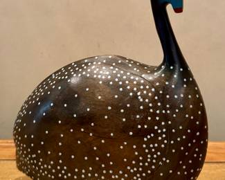 Feather Gallery Hand Painted & Carved Crowned Guinea Fowl