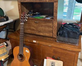 Guitar, one of 2 cedar chests