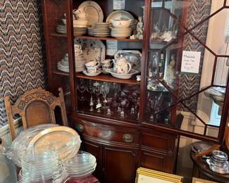 Antique cherry china hutch