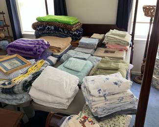 Linens. Queen bed frame