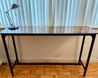 Tall Console Table with Metal Base and Wood Grain Top