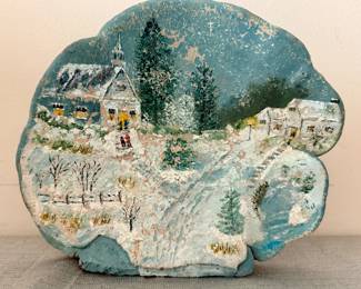 Hand Painted Winter Scene on Wood