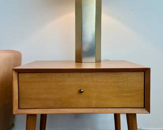 (2) West Elm Side Tables -Single-drawer mid-century style end tables with open shelves