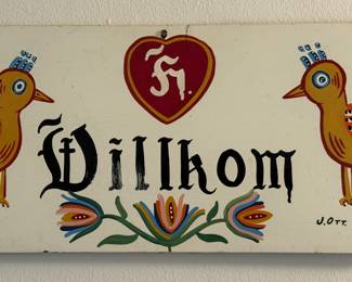 Johnny Ott Hex Sign "Willkom," Hand Painted