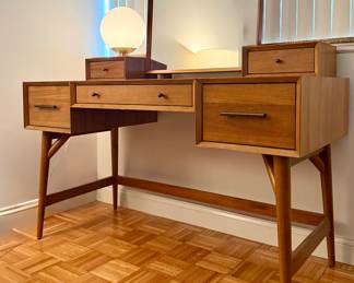 West Elm Mid-Century Vanity Desk / Lift-top mirror vanity with drawers