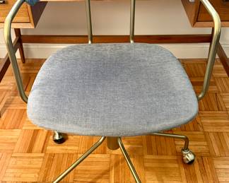 West Elm "Lenox" Office Chair - upholstered brass-framed office chair.