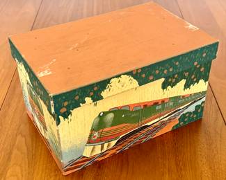 Vintage Box Painted with Trains