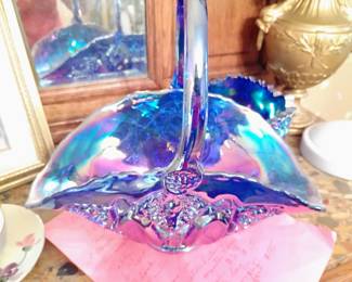 96. CARNIVAL GLASS BASKET $35
