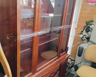 201.  1940"S CHINA CABINET ONE PIECE . IT IS SMALLER THAN IT LOOKS LIKE IN THE PICTURE. $125