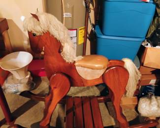84. VINTAGE ROCKING HORSE ALL WOOD $35