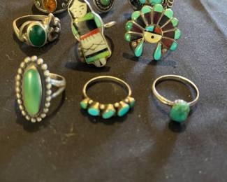 Assortment of turquoise rings