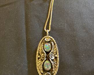 Sterling opal doublet pendant on Sterling box chain
