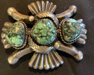 Vintage Sandcast Ingot silver and variscite stone.148 grams
