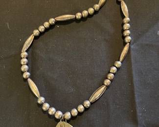 Sterling melon and round beads with cactus pendant
