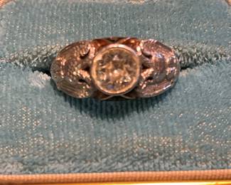 14K and Platinum 32nd degree Masonic ring with 2 carat VVS center diamond. 10.9gm.