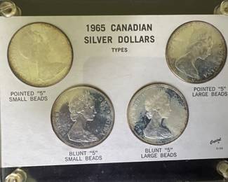 1965 Canadian 80% Silver Dollars
Pointed & Blunt “5” - Small & Large Beads