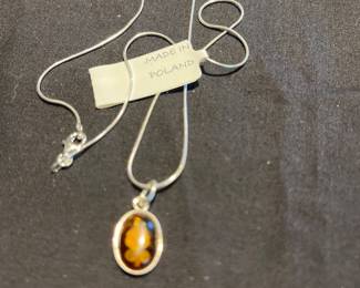 Baltic amber on Sterling chain