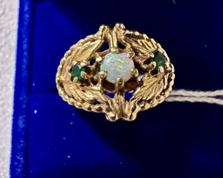 14k Emerald and Opal ring