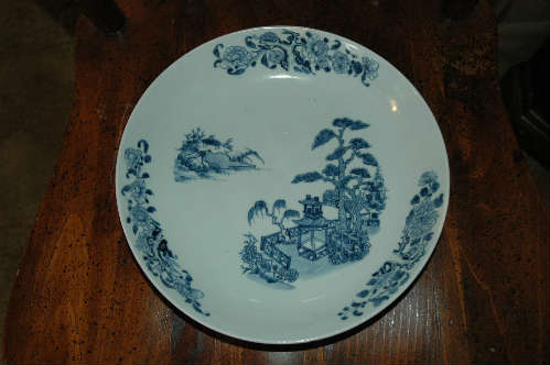 Prize Bowl Find...
"Nanking Cargo" Blue and White Porcelain China circa 1750. This piece is believed to be a one of 150,000 pieces salvaged by Captain Michael Hutcher off of the Dutch Ship, Geldermalsen and has Christies sticker on the back of the bowl.