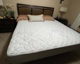 King Size Bed set with Wicker Headboard
