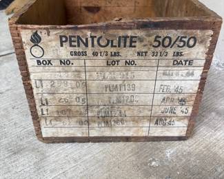 WWII era wooden Pentolite crate (empty)