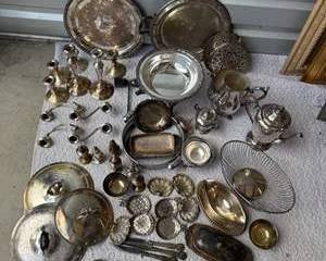 Bin of Silver Plate Collection