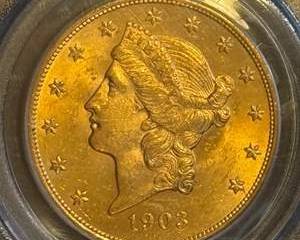 $20 liberty Gold Coin, circa 1903, .90 fine gold