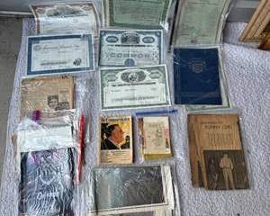 Vintage Stock Certificates and Memorabilia Lot