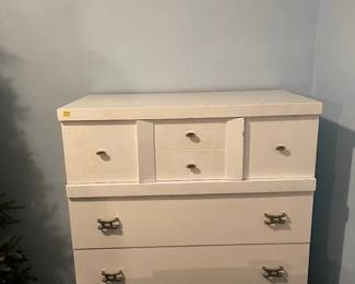 Vintage White Wood Chest of Drawers