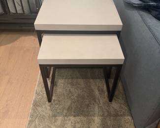 Outdoor Cement nesting tables to match the coffee table asking $200. These are brand new can be used indoors or outdoors.