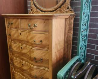 Widdicomb chest of drawers with mirror, refinished by HENZLER of Saginaw ... a matching dresser in other room of home