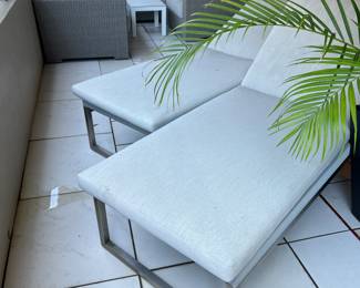 Pair of metal chaise lounges (Sofa set NOT AVAILABLE)