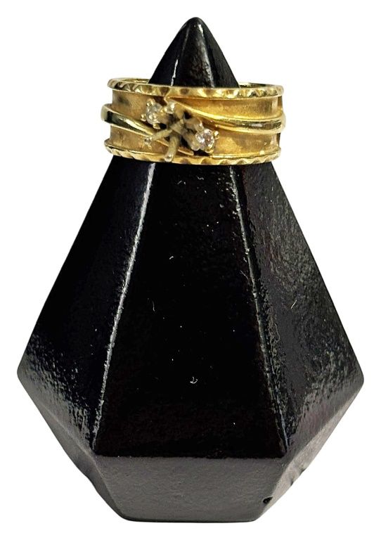 14k Gold Thick Channel Stone Ring