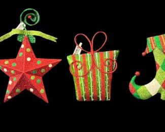 5 Pier One Glitter Metal Ornaments