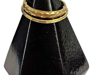 Two 14k or Greater Textured Gold Rings