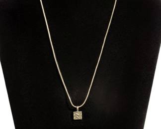 Sterling Silver ITALY Square Waves Necklace