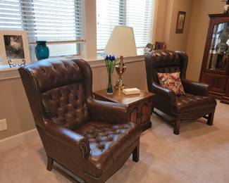 Leather wingback chairs