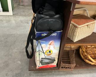 Polaroid Camera & Tripod Stand in Case