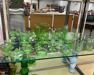 Green Uranium Glass Assorted Items