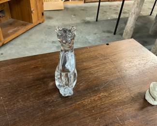 1960's Baccarat Crystal Art Glass Egyptian Cat Figure