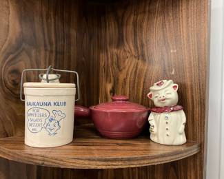Kaukauna Klub Cheese Crock - Stoneware Chili Soup Crock w/Lid - Shawnee Smiley Pig