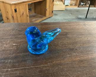 1991 Leo Ward Glass Blue Bird of Happiness Figurine
