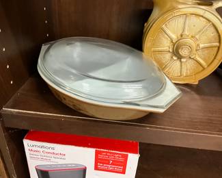 Pyrex Early American Design Divided Casserole Dish