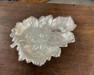 Silver Plated Strawberry Leaf Serving Dish