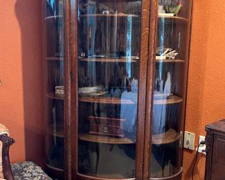 Antique Oak Glass Display (Curio) Cabinet