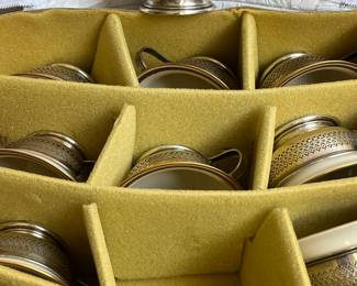 Twelve Lenox porcelain cups with Barbour Silver Co. Sterling double handle liners.